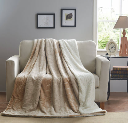 Embossed Floral Sherpa Throw Blanket | Cozy Neutral Home Decor