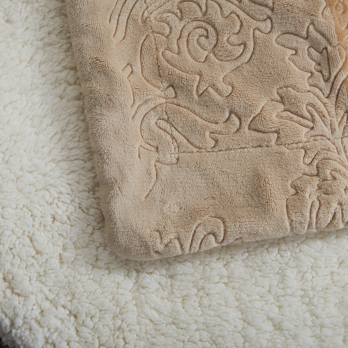 Embossed Floral Sherpa Throw Blanket | Cozy Neutral Home Decor