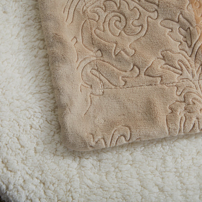 Embossed Floral Sherpa Throw Blanket | Cozy Neutral Home Decor