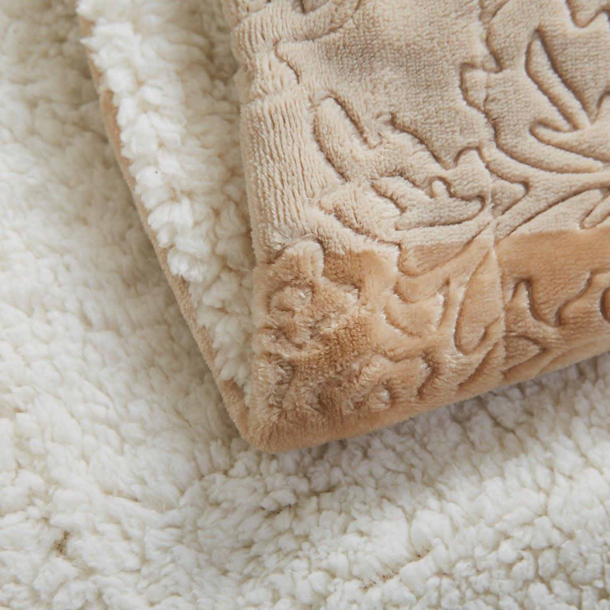 Embossed Floral Sherpa Throw Blanket | Cozy Neutral Home Decor