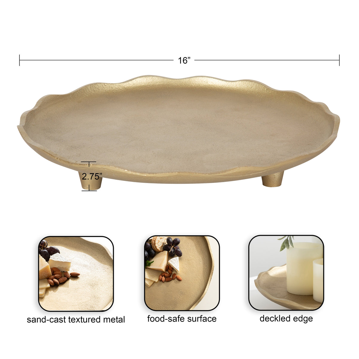 Alessia Decorative Footed Serving Tray | Antique Bronze