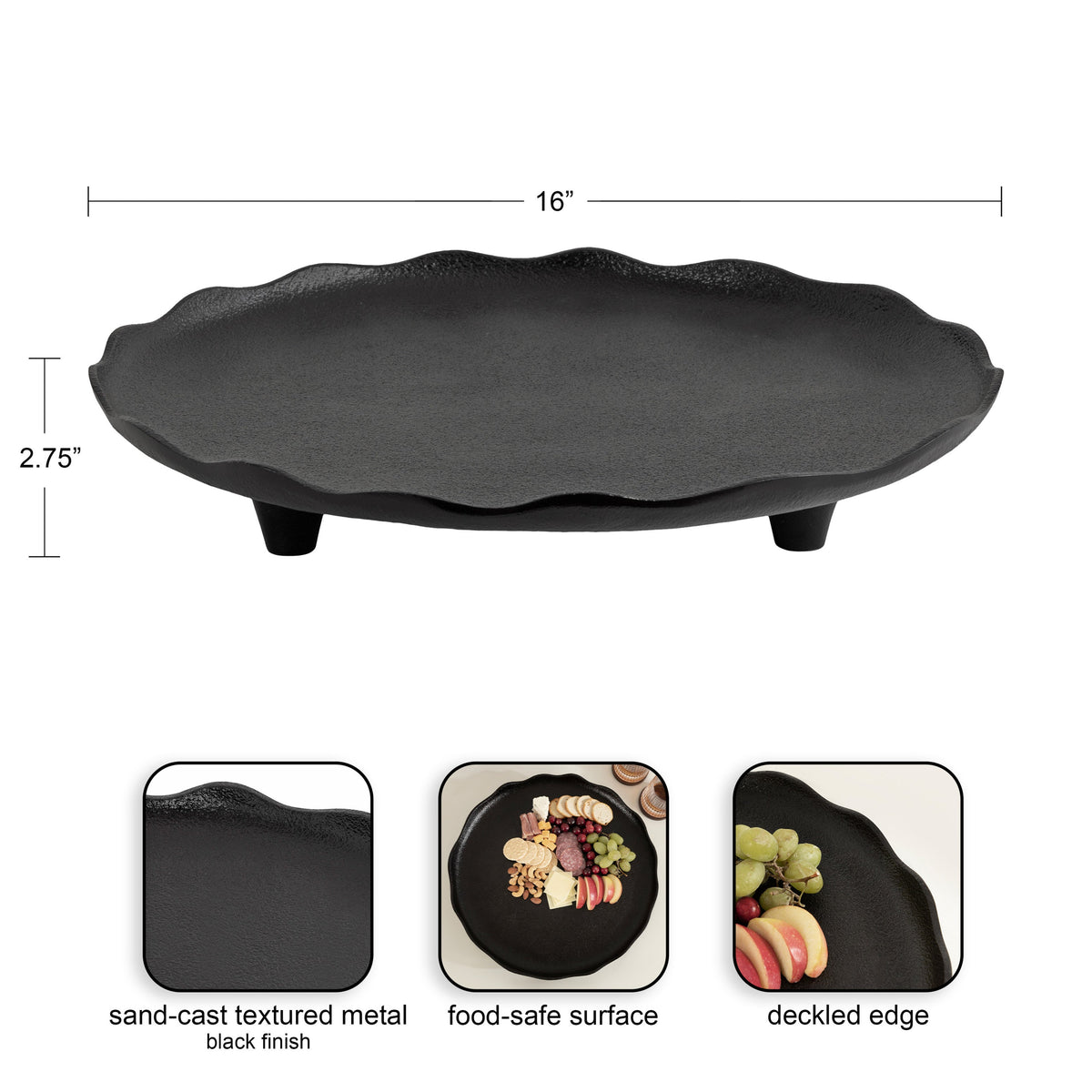 Alessia Decorative Footed Serving Tray | Antique Bronze