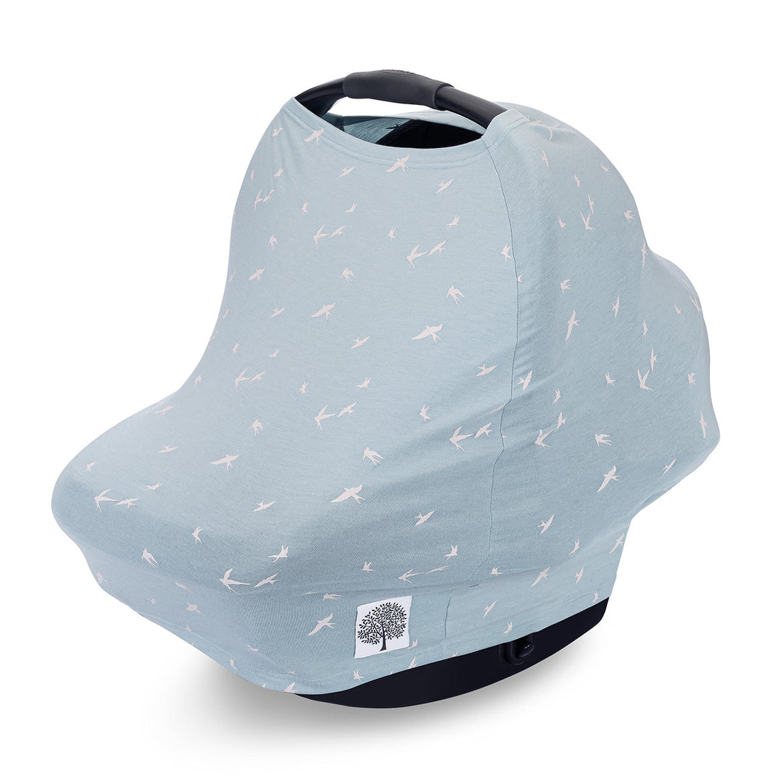 Dusty Blue Bird Print Multi-Use Baby Cover | Parker Baby Co.