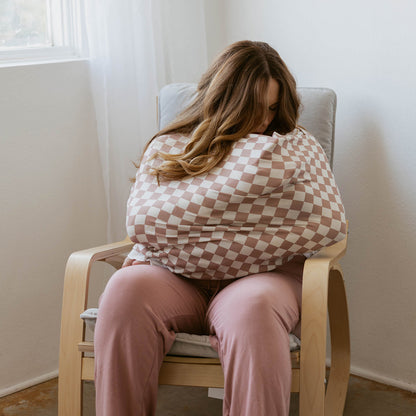 Rose Checkerboard Multi-Use Baby Cover | Parker Baby Co.