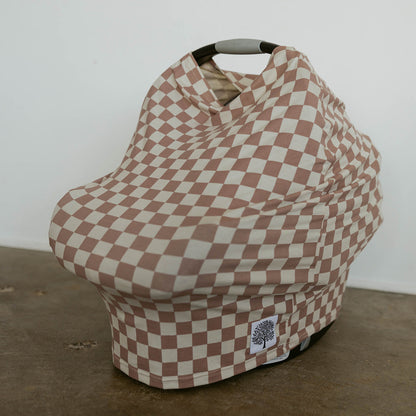 Rose Checkerboard Multi-Use Baby Cover | Parker Baby Co.