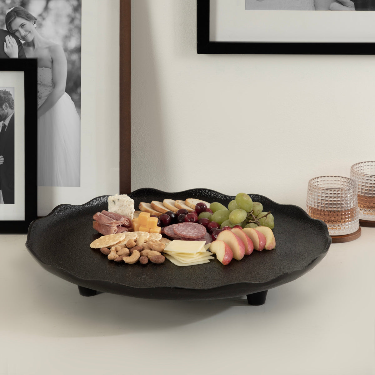 Alessia Decorative Footed Serving Tray | Antique Bronze