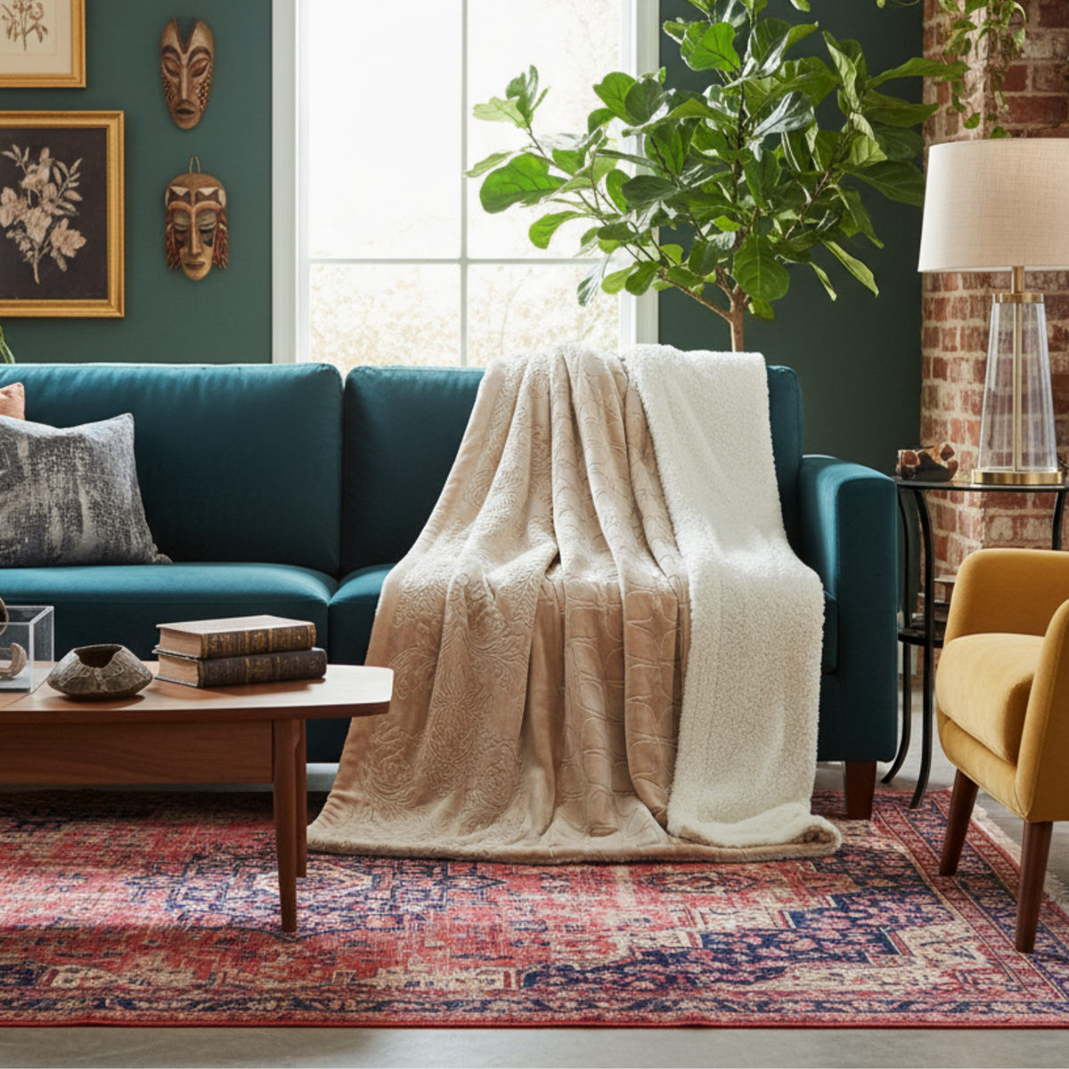 Embossed Floral Sherpa Throw Blanket | Cozy Neutral Home Decor