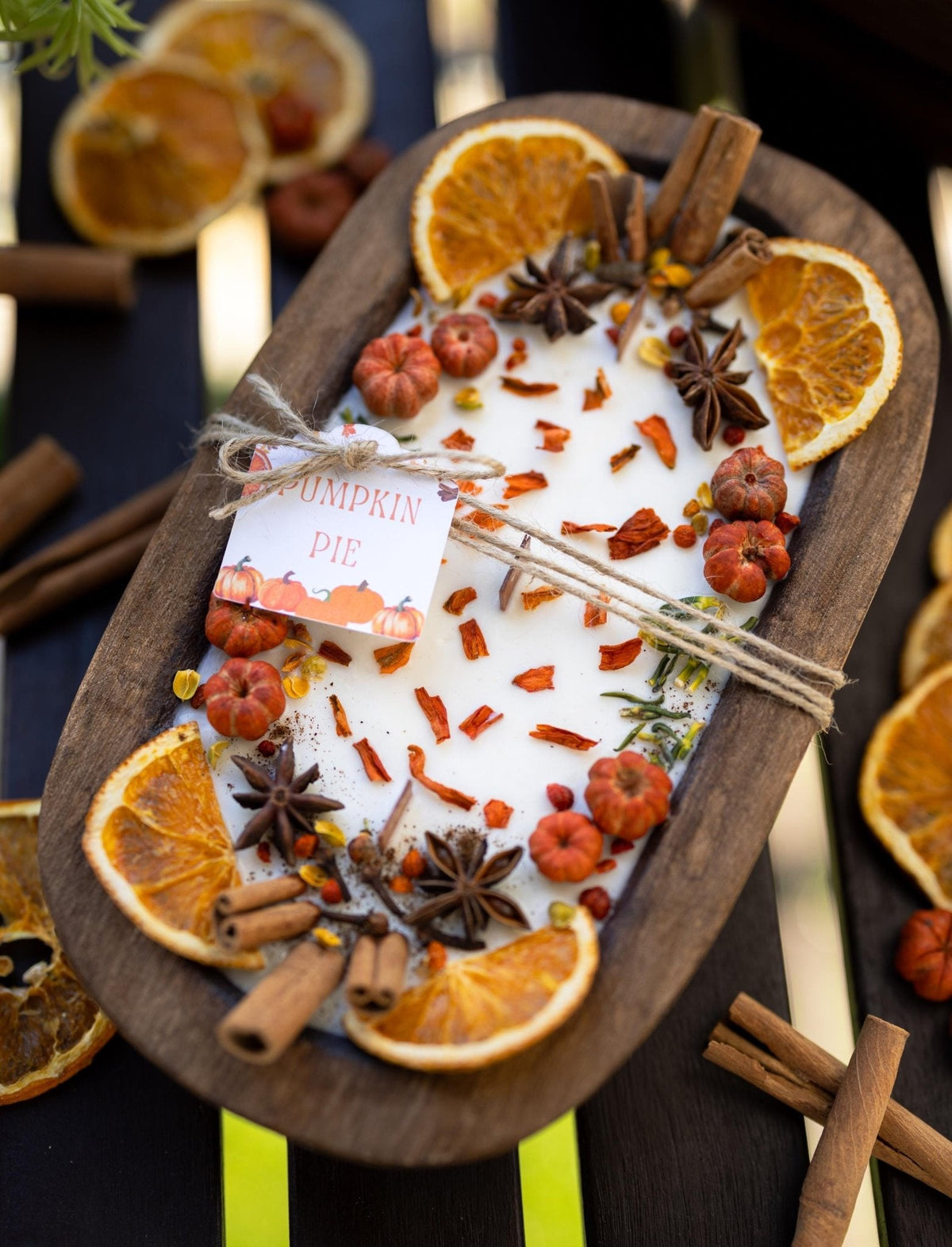 Large Wooden Pumpkin Dough Bowl | Fall Décor &amp; Candle