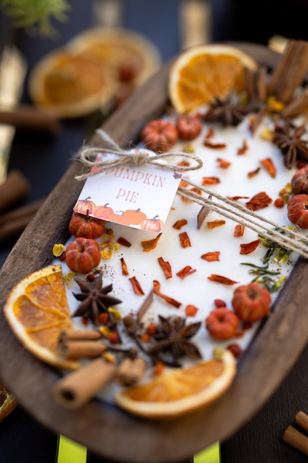 Large Wooden Pumpkin Dough Bowl | Fall Décor &amp; Candle