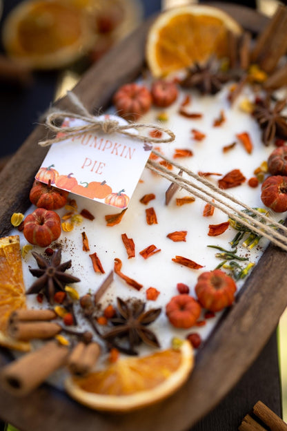 Large Wooden Pumpkin Dough Bowl | Fall Décor &amp; Candle