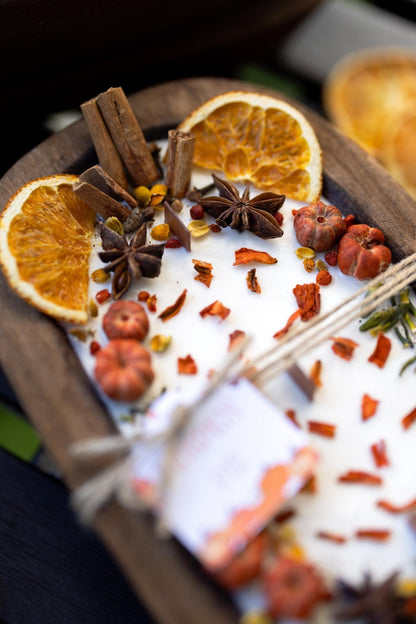 Large Wooden Pumpkin Dough Bowl | Fall Décor &amp; Candle
