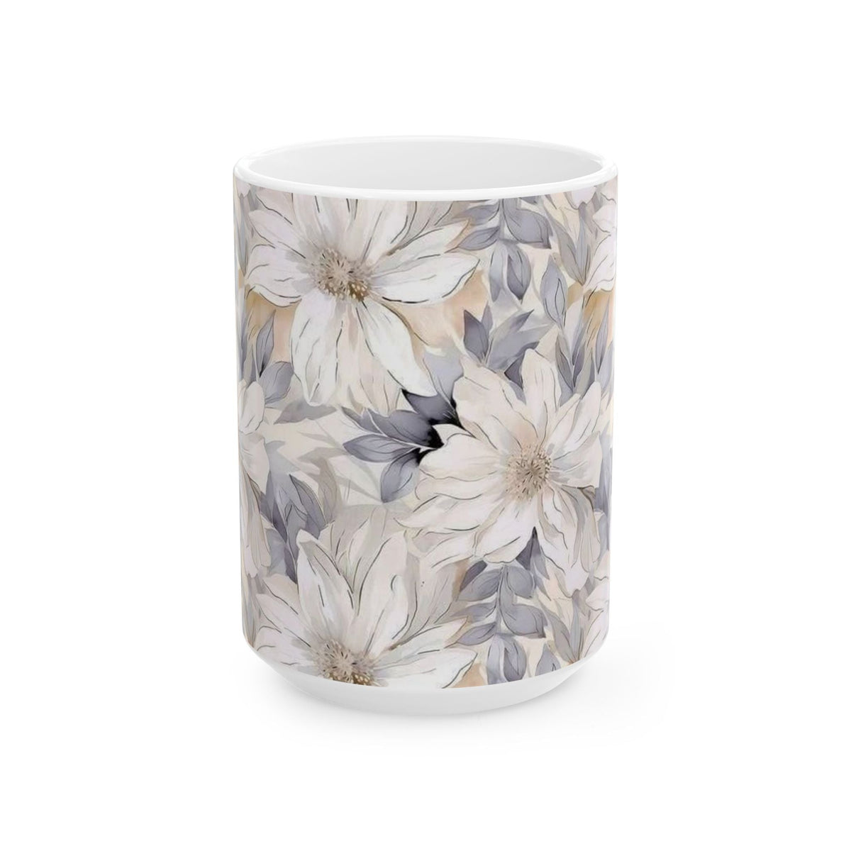Neutral Floral Ceramic Mug