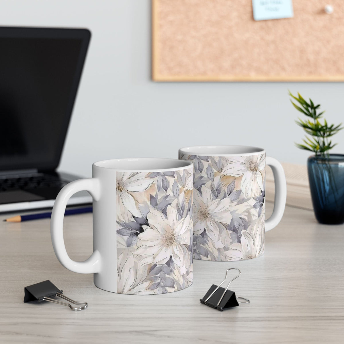 Neutral Floral Ceramic Mug