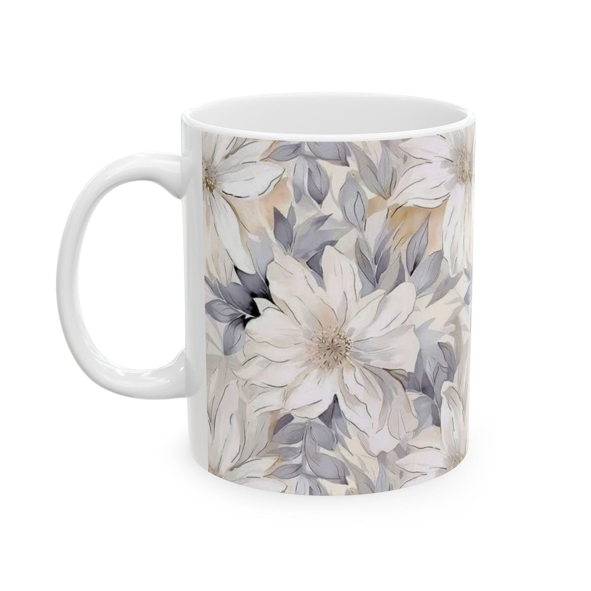 Neutral Floral Ceramic Mug