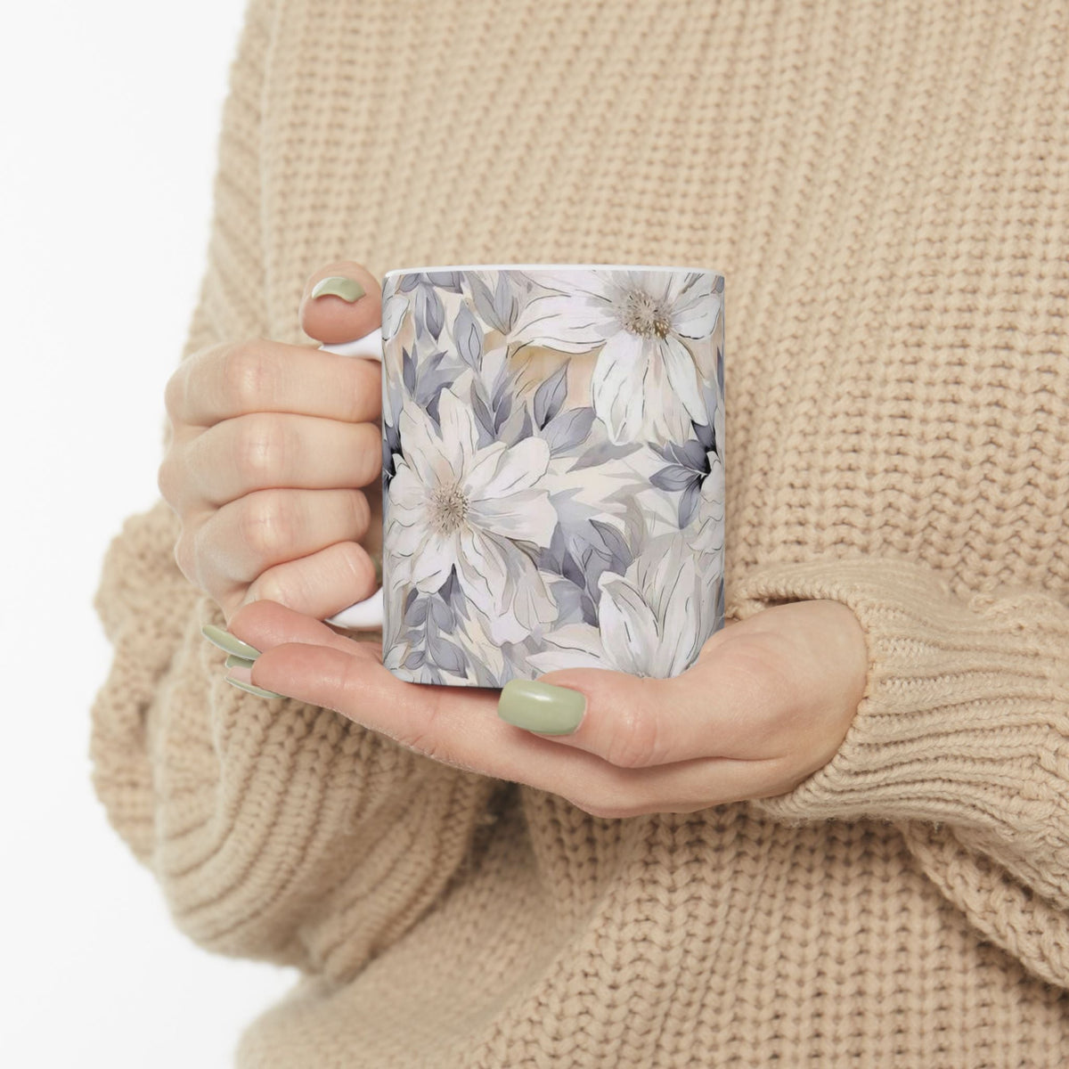 Neutral Floral Ceramic Mug