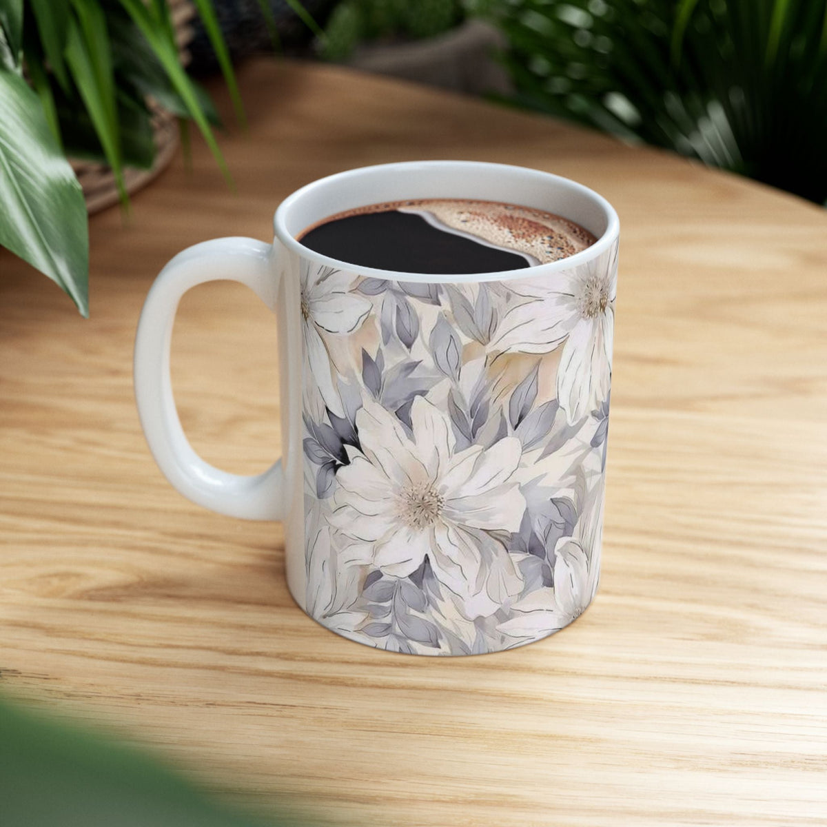 Neutral Floral Ceramic Mug
