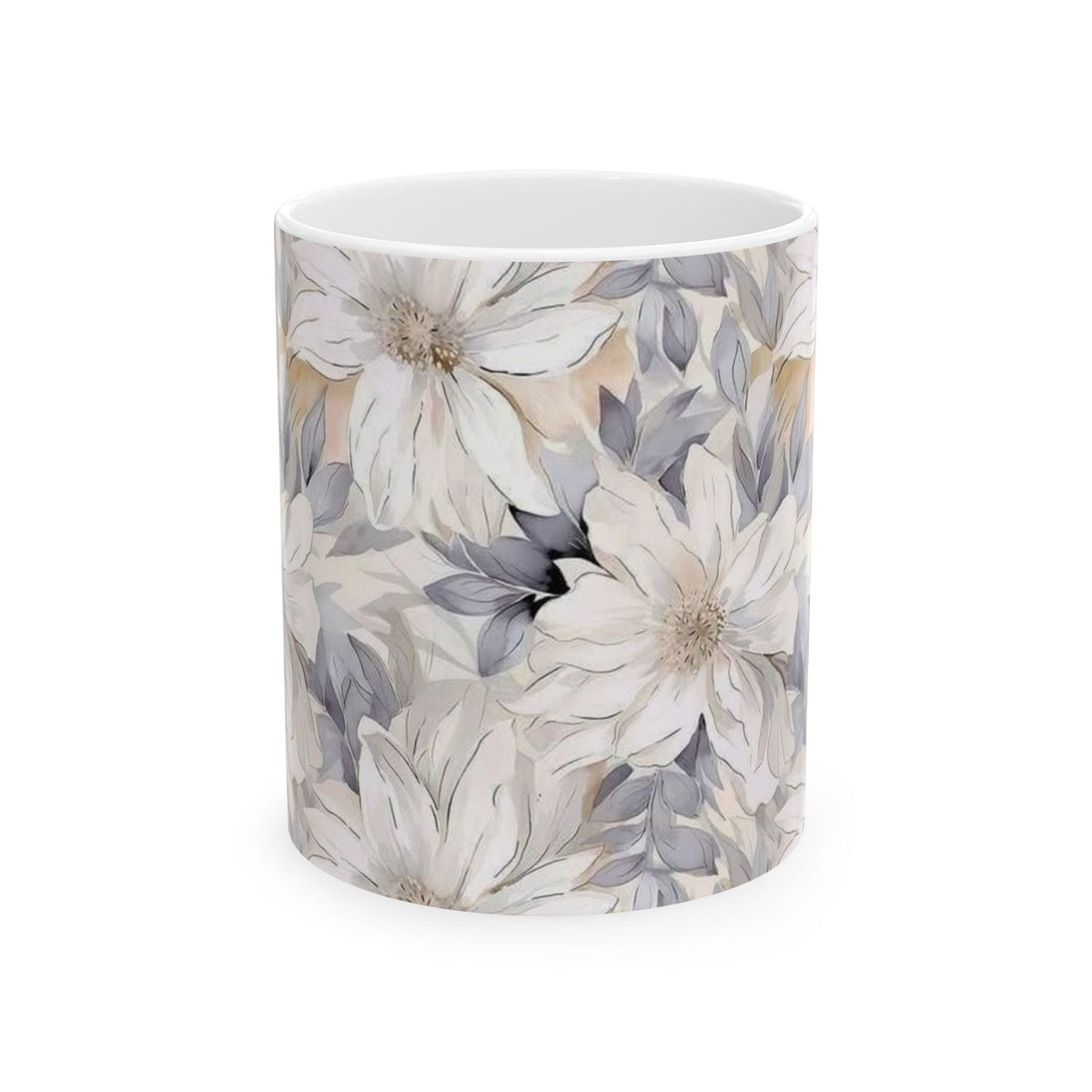 Neutral Floral Ceramic Mug