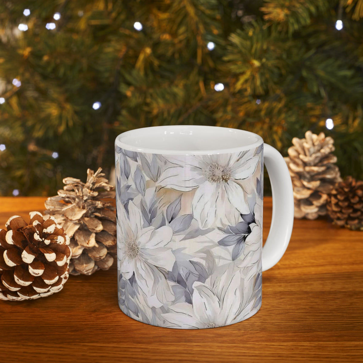 Neutral Floral Ceramic Mug