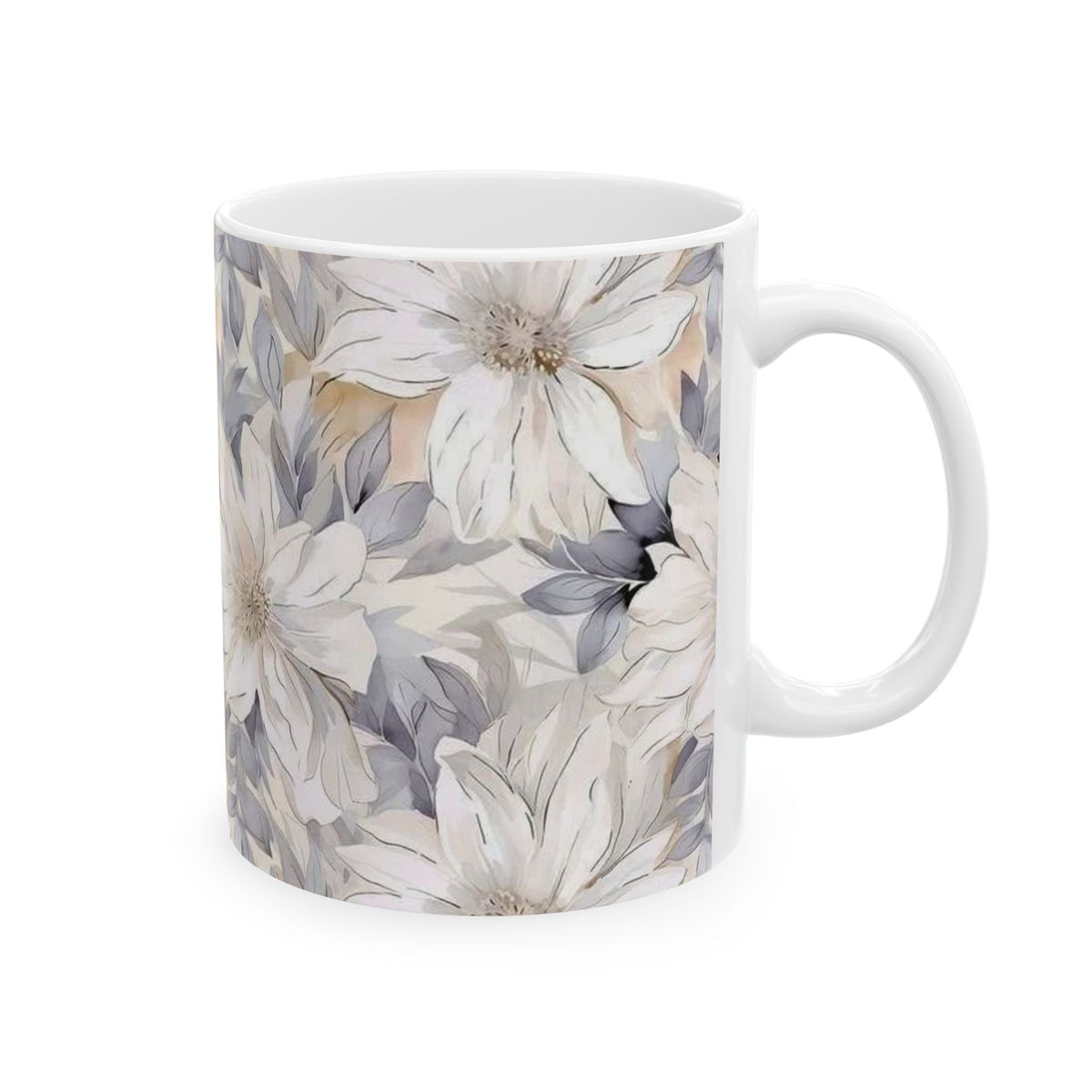 Neutral Floral Ceramic Mug