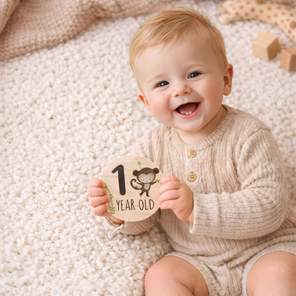 Safari Wooden Baby Milestone Cards | First Year Set