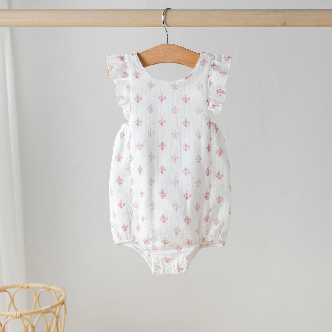 Fleur de Rose Baby Bubble Romper | Pink Fleur-de-Lis