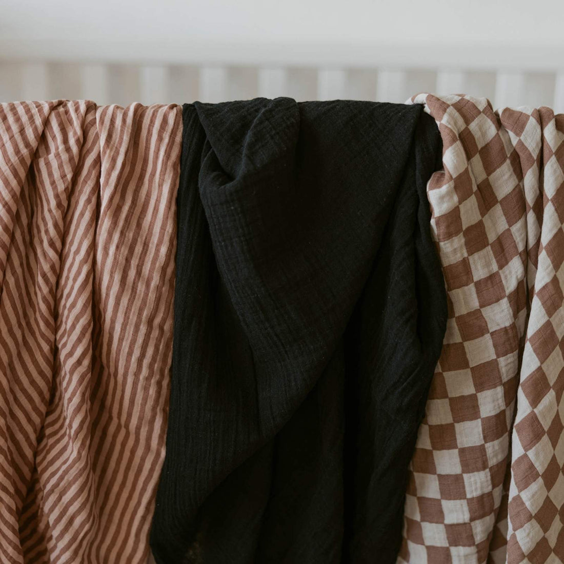 Rosewood Cotton Muslin Baby Swaddle Blankets – 3 Pack