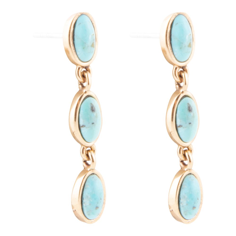 Triple Turquoise Drop Earrings | Golden Bronze