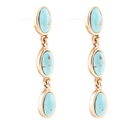Triple Turquoise Drop Earrings | Golden Bronze