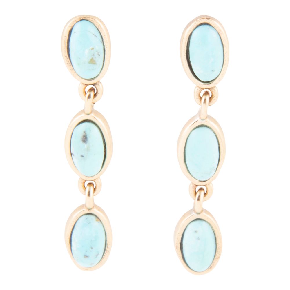 Triple Turquoise Drop Earrings | Golden Bronze