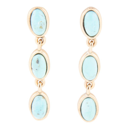 Triple Turquoise Drop Earrings | Golden Bronze